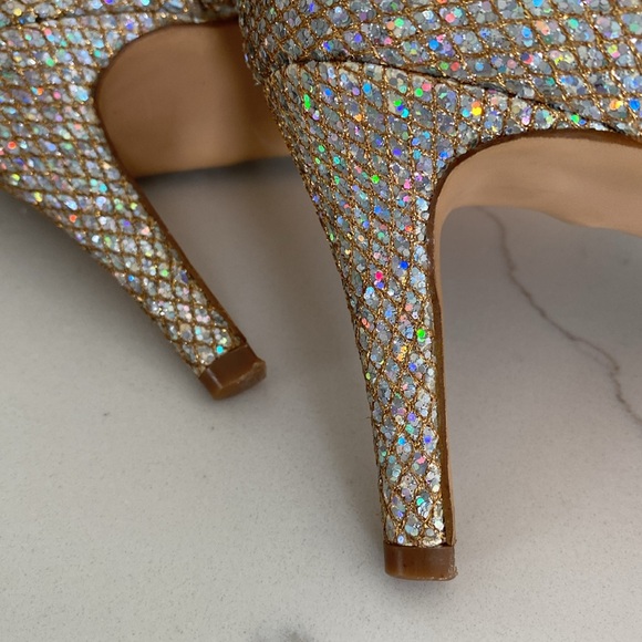 Left & Right Peep Toe Sparkly Heels - Picture 12 of 13